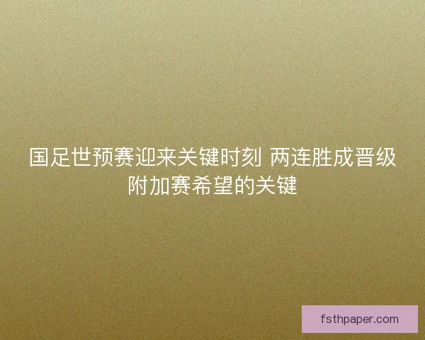 国足世预赛迎来关键时刻 两连胜成晋级附加赛希望的关键